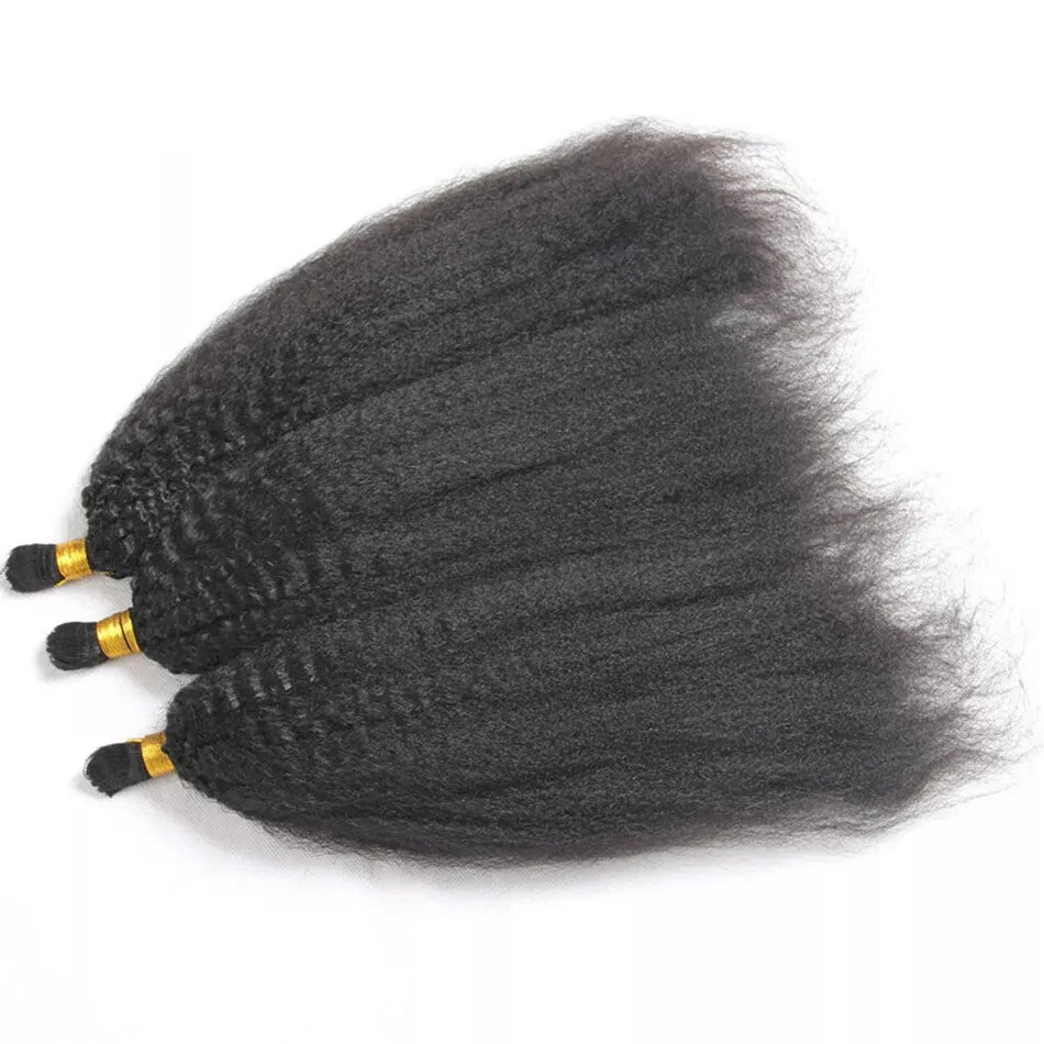 Kinky Straight Hair Bulk For Braiding 100% Real Human Hair No Weft
