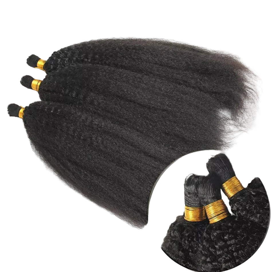 Kinky Straight Hair Bulk For Braiding 100% Real Human Hair No Weft