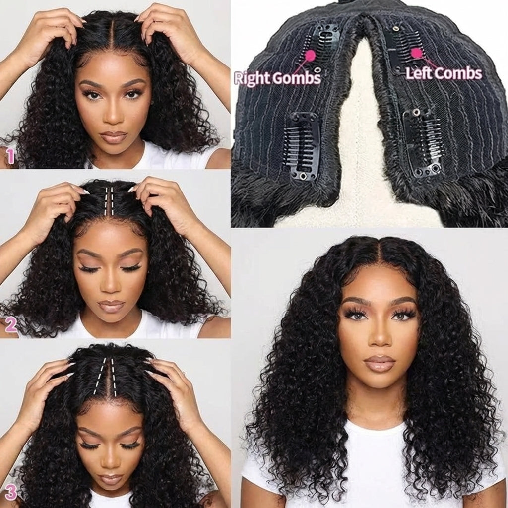 Deep Wave V Part Wig Human Hair