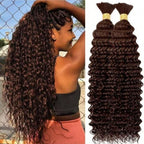 Deep Wave Human Hair Bulk for Braiding | 2 Bundles | Water Wave Curly | Boho Braids