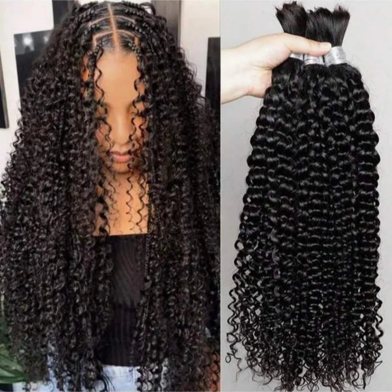Deep Wave Human Hair Bulk for Braiding | 2 Bundles | Water Wave Curly | Boho Braids
