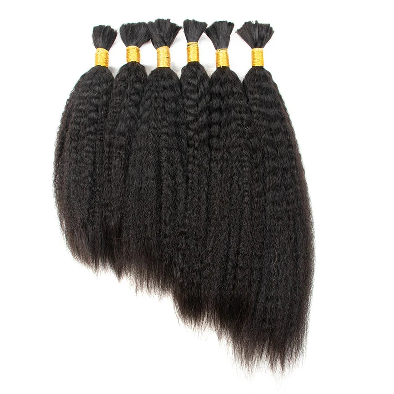 Kinky Straight Hair Bulk For Braiding 100% Real Human Hair No Weft