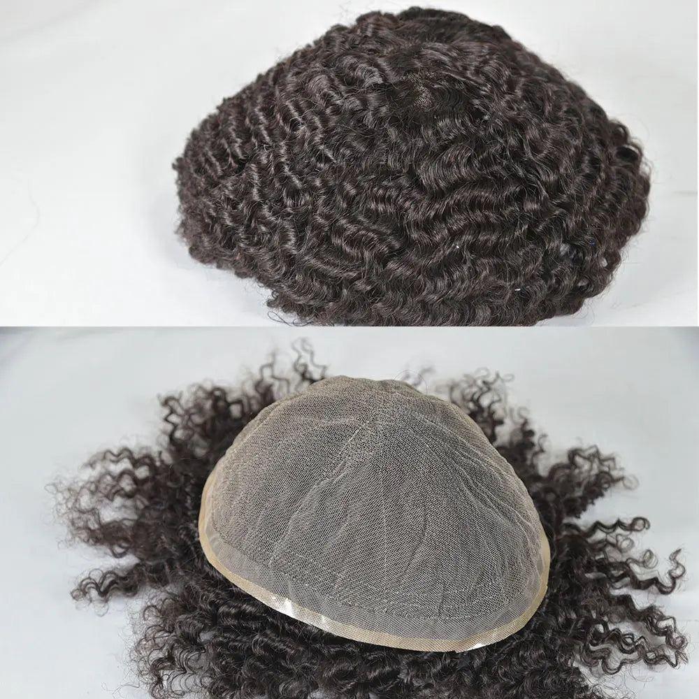 Curly Toupee Hairpiece Full French Lace