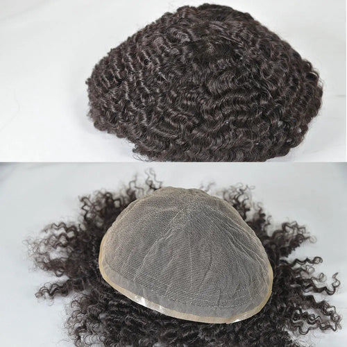 Curly Toupee Hairpiece Full French Lace
