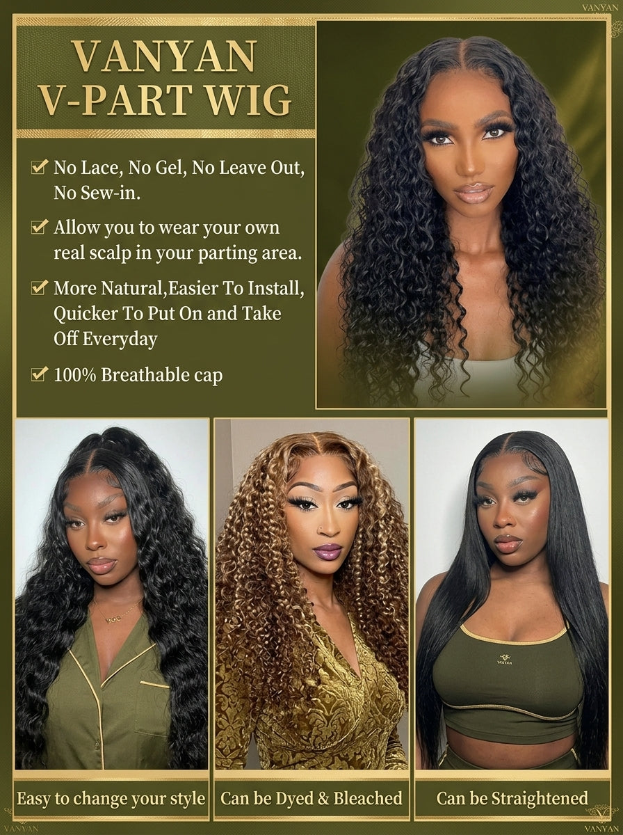 Deep Wave V Part Wig Human Hair
