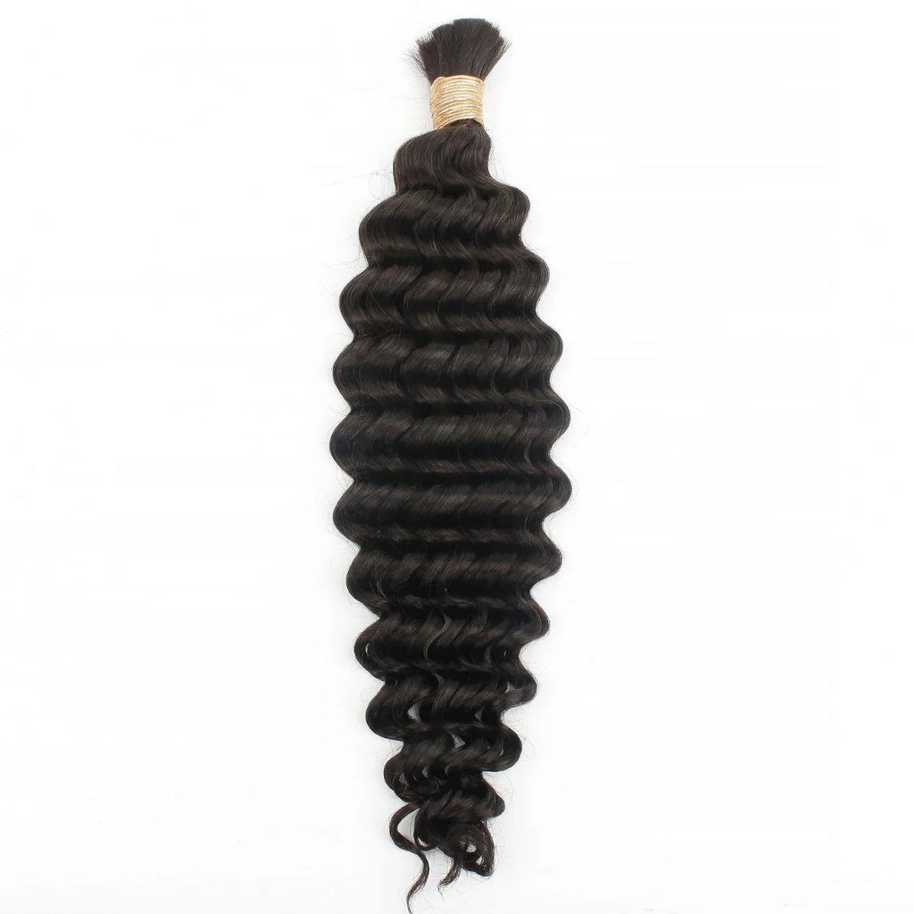 Deep Wave Human Hair Bulk for Braiding | 2 Bundles | Water Wave Curly | Boho Braids