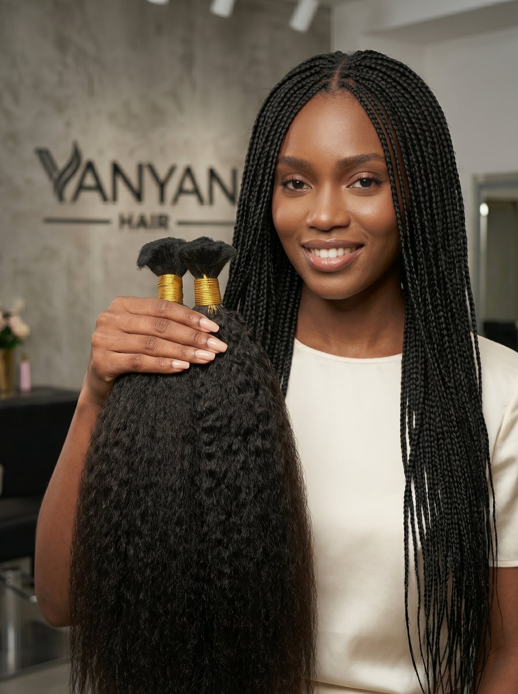 Kinky Straight Hair Bulk For Braiding 100% Real Human Hair No Weft