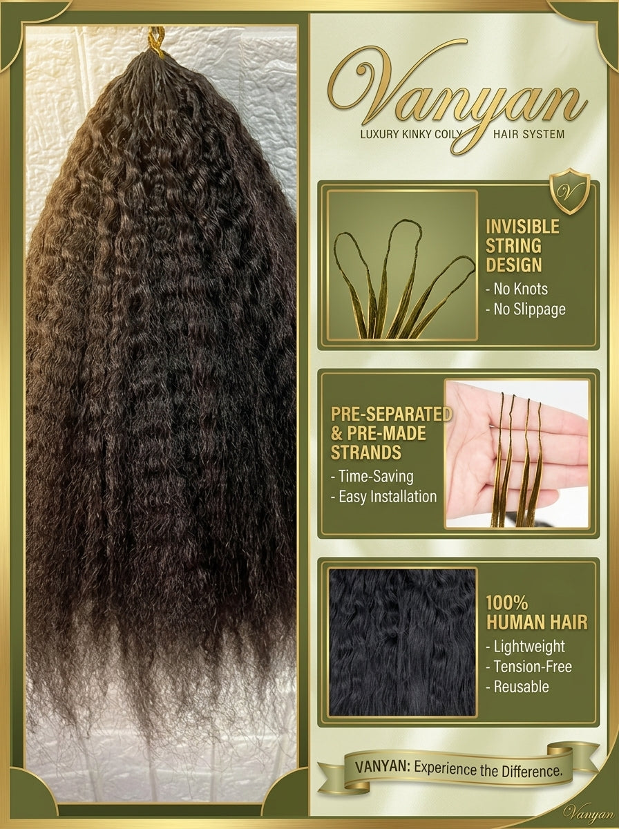 Pre-Separated Invisible Knotless | Kinky Straight Human Hair Extensions