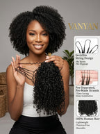 Pre-Separated Crochet Feather Hair Extensions Deep Curly Human Hair